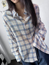Ani Sheer Check Oversized Shirt 3color
