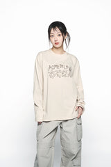 25SS ダンシングベアロゴロングスリーブTシャツ ダークベージュ