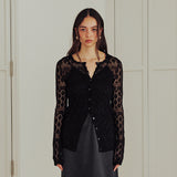 Diamond Sheer Knit Cardigan (BLACK)