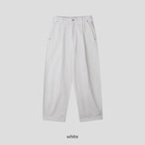 A-line Curved Wide Cotton Pants 3COLOR
