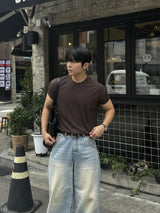 マッスルショルダーリブ半袖Tシャツ