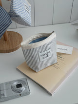  zipper pouch - stripe ivory