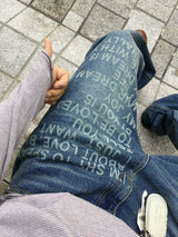 No.1400 lettering wide denim PT