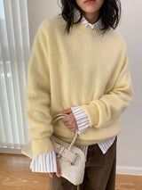 [High-Quality Line] カシミヤウール ソフトプルオーバー長袖ニットウェア