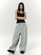 STITCH JOGGER PANTS LIGHT GREY