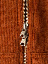 Bouclé Argyle Knit Zip-up Hoodie_Burnt Orange