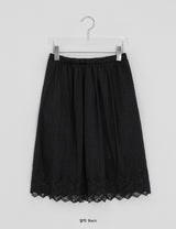 Cucar Lace Layered Banding Midi Skirt