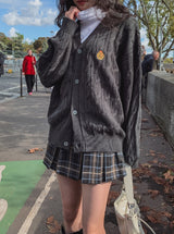 Wappen Cable V-Neck Cardigan
