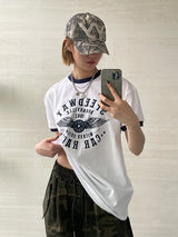 (UNISEX) スピードウェイリンガー半袖Tシャツ