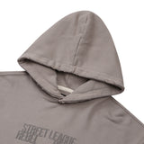 Street league artwork damage washing over-crop fit hoodie (Ash grey)