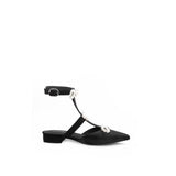 Colorful Bridge | Designer style lace-up pearl bow pointed toe women's flat backless sandals