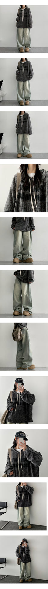 [2nd Length 🤍 Balloon fit!] Garne side pin tuck slit wide denim pants