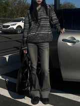 [UNISEX] Overfit mix regular V-neck long sleeve knit (5 colors)