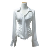 Vella Romantic Silky Slim Tie Blouse (4 colors)