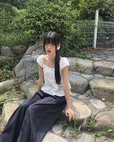 リーズドットパフストラップブラウス