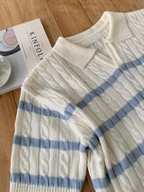 LMN Wanted Dangara Open Collar Twisted Short Sleeve Knitwear (2 colors)