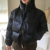 [MADE] Miley Leather Pigment Washing Two-Way Wellon Short Down Jacket