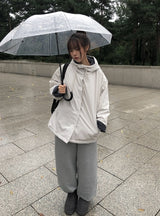 Rumber Check Color Matching Overfit Hood Padding Jumper