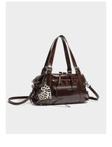 Leopard Print Studded Biker Tote Bag