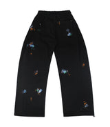 color painting side tuck sweat pants (black)