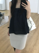 Low rise button midi skirt (one color)