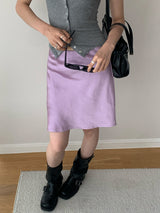 color silk flare midi skirt