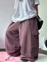 OVER WIDE BALLOON STRING HIP PIGMENT CARGO LONG PANTS ❤️‍🔥🩶🤎 - 3 COLORS