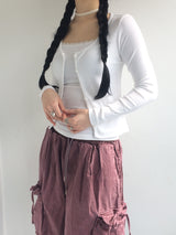 washing ribbon pocket cargo pants