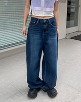 (Unisex) バックボタンデニムパンツ