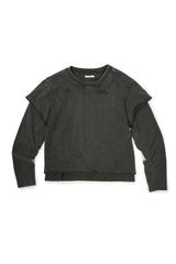 ダメージレイヤード長袖Tシャツ (チャコール)