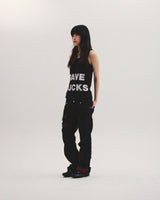 RAVE WAFFLE TANK TOP (BLACK)