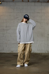 JERRY STRIPE OVERFIT LONG SLEEVE T-SHIRT / GRAY