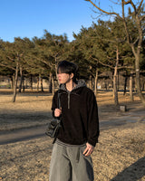 ダイブベロアハーフジップスウェットシャツ