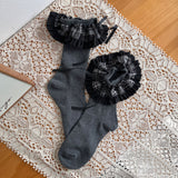 Classic Check Frill Ribbon Mid-Calf Socks