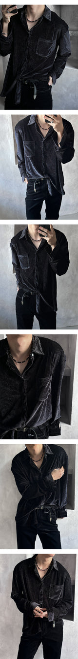 [F/W] Velvet stripe shirts(2color)