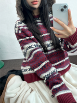 ノルディックスノーフラワーディアニット🦌❤💙🩶3COLOR