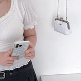 ピュアホワイトリボンフレームミニバッグ (handmade bag)