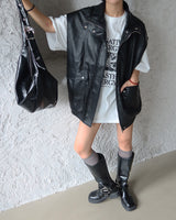 レザーオーバーサイズフィットベストジャケット