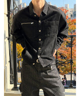 [4SEASON] Washed denim zipper shirts jacket(2color)