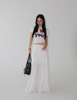 cancan lace maxi long skirt