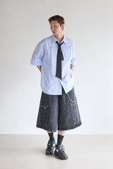STRIPE STUD SHORT-SLEEVE SHIRT