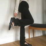 Monde Shirring Pleated Layered Bootcut Pants