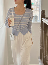 Border Cashmere Cable Knit Cardigan (5color)