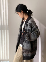 Deep green wool Nordic knit cardigan