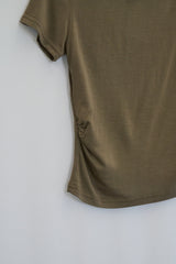 Asymmetric Twisted-Shoulder Top (Light Khaki)