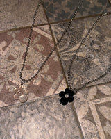 Flower pendant military string necklace