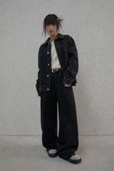 Studded selvage washed denim - Pants