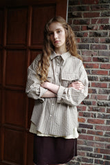 Seersucker check shirt, Brown