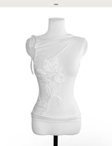 [ vintage + feminine ] ムーンフラワーアンティークリベッドスリーブレストップ