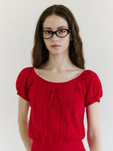 SKASHI RIBBON POINTED HALF KNIT RED